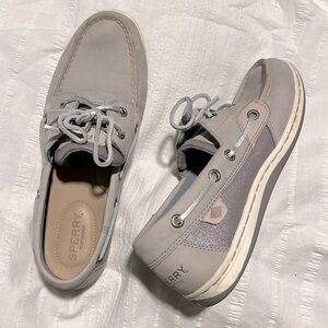 Sperry Top-Sider Angelfish Women’s 7 Metallic Silver Gray Boat Shoes Coastal